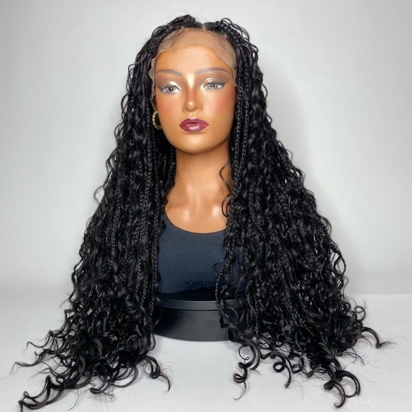 1. KEHLANI | 28” BLACK BOHO BRAIDED FULL LACE WIG - Picture 1 of 9